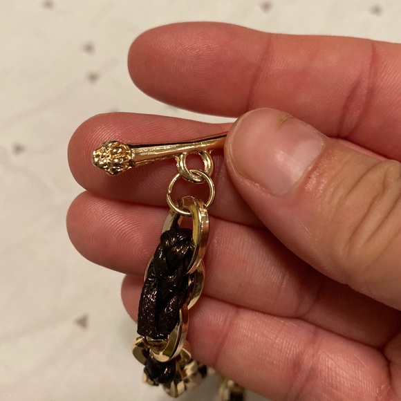 Tory Burch Gold Tone & Leather Toggle Bracelet - Picture 4 of 6